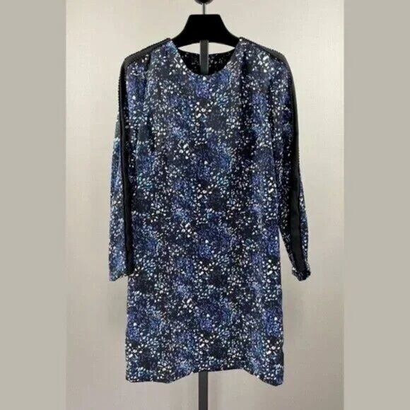 NEW Banana Republic Dress Womens 6 black blue flecked shift loose classic - Picture 1 of 10